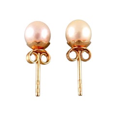 Swedish Jeweler, a Pair of Classic Ear Studs in 18 Carat Gold with Pearls