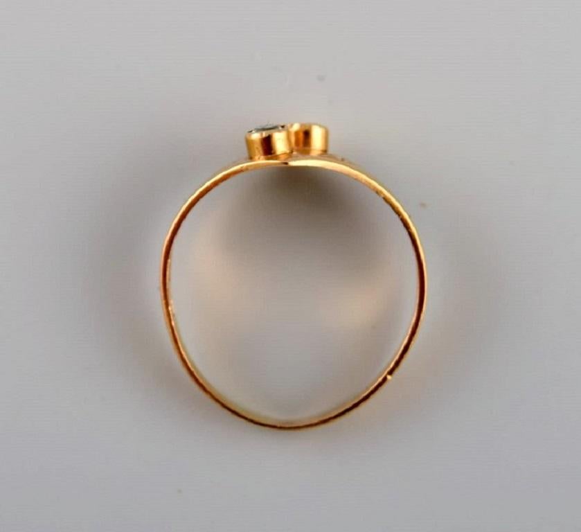 Women's Swedish Jeweler, Modernist Vintage Ring, 18 Carat Gold with Semi-Precious Stones