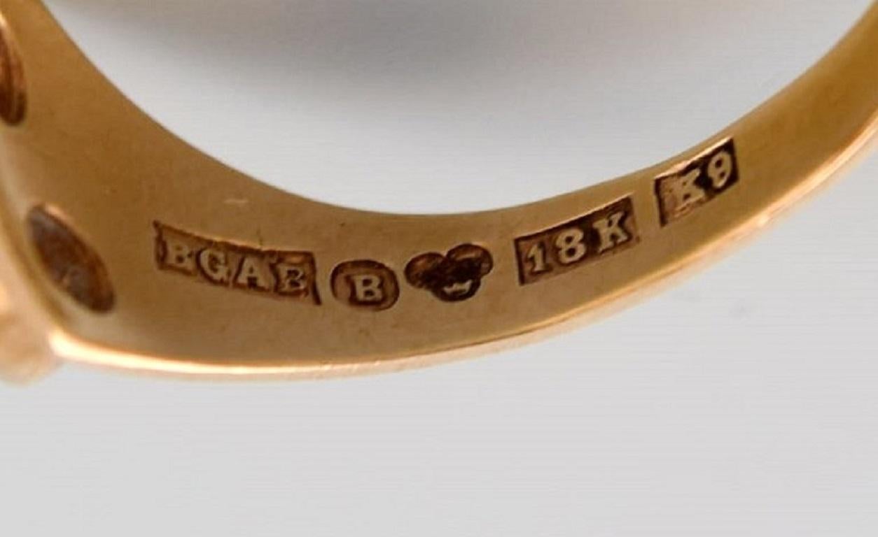 Swedish Jeweler, Modernist Vintage Ring, 18 Carat Gold with Semi-Precious Stones 1