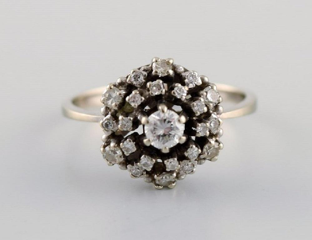 Contemporary Swedish Jeweler, Ring in 18 Carat White Gold Adorned with a Brilliant For Sale
