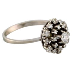 Vintage Swedish Jeweler, Ring in 18 Carat White Gold Adorned with a Brilliant