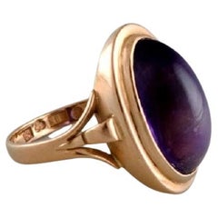 Swedish Jeweler, Vintage Art Deco Ring in 18-Carat Gold with Purple Stone
