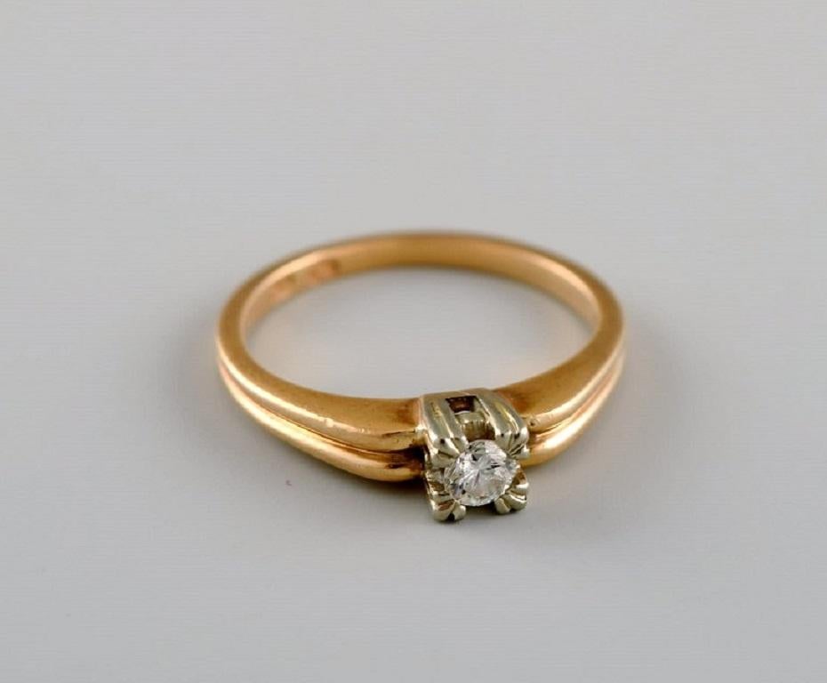 Schwedischer Juwelier, Vintage-Ring aus 18 Karat Gold, mit 0,14 Karat Brillanten verziert im Zustand „Hervorragend“ im Angebot in bronshoj, DK