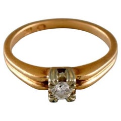 Swedish Jeweler, Vintage Ring in 18 Carat Gold Adorned with 0.14 Carat Brilliant