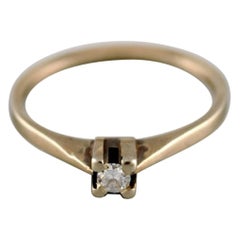 Swedish Jeweler, Vintage Ring in 18 Carat White Gold Adorned with Diamond