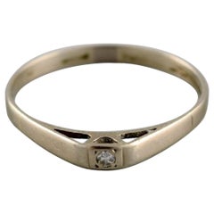 Swedish Jeweler, Vintage Ring in 18 Carat White Gold Adorned with Diamond