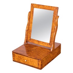 Specchio da toilette svedese in radica di Carelia, XIX secolo