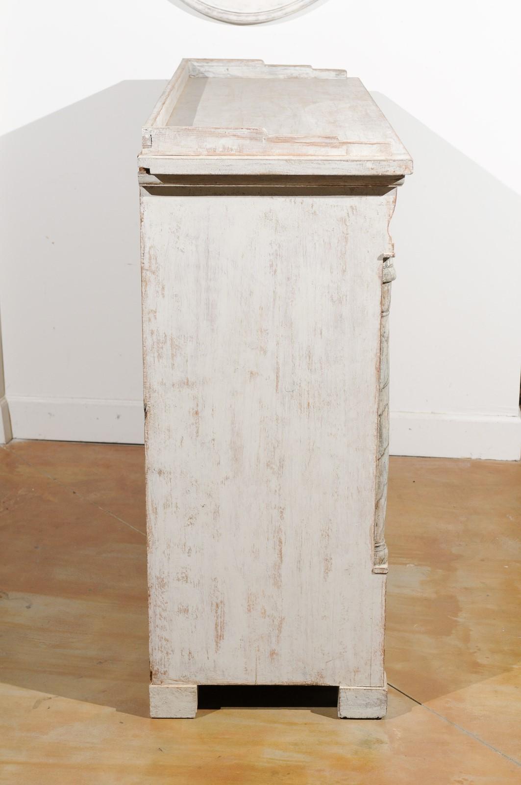 Swedish Karl Johan 1830s Painted Wood Sideboard with Marbleized Columns 3