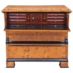 Swedish Karl Johan Biedermeier Chest of Drawers with Pull Out Secretary in Birch