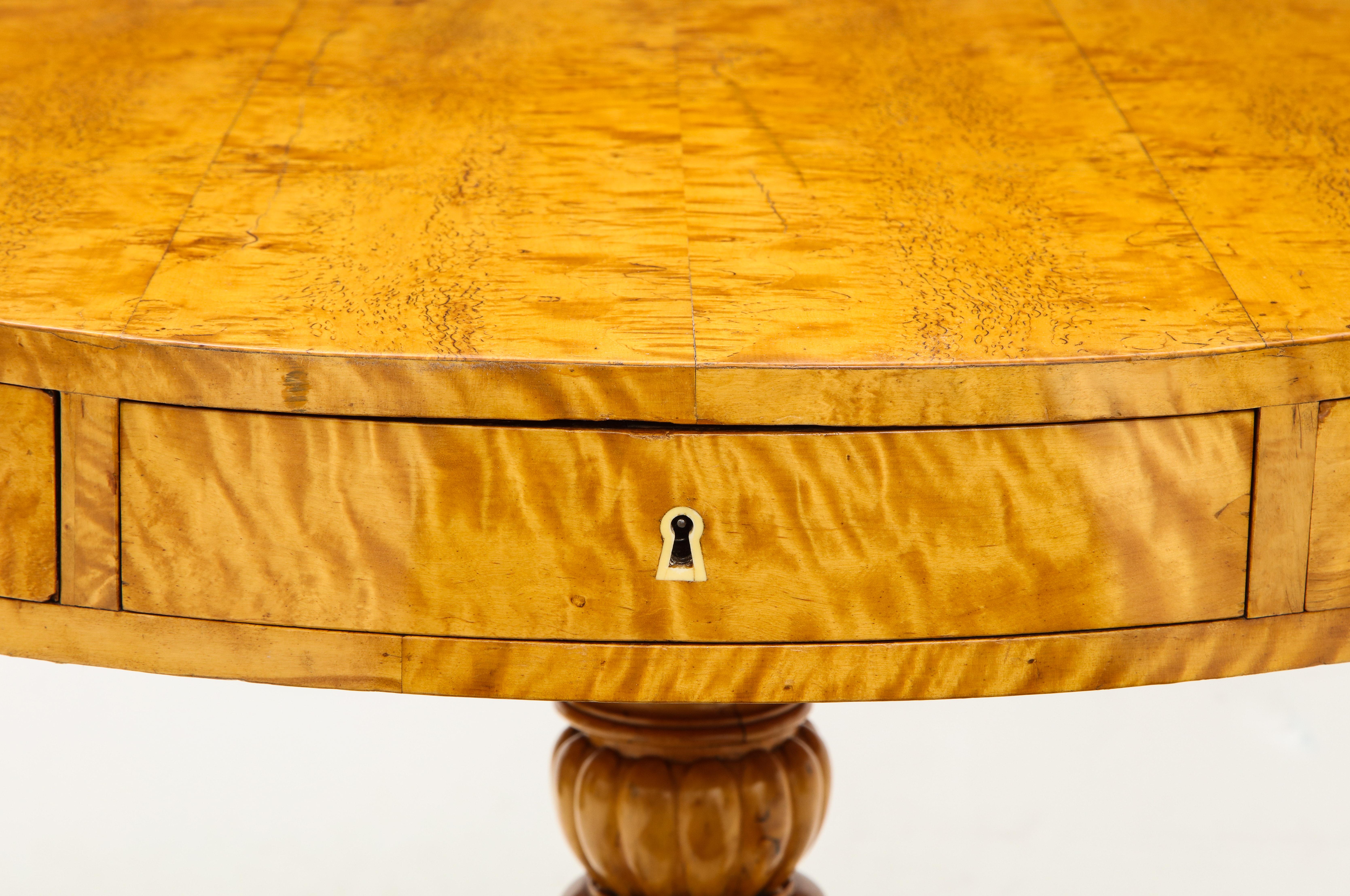 Swedish Karl Johan Birch Root Drum Table, circa 1830s 6