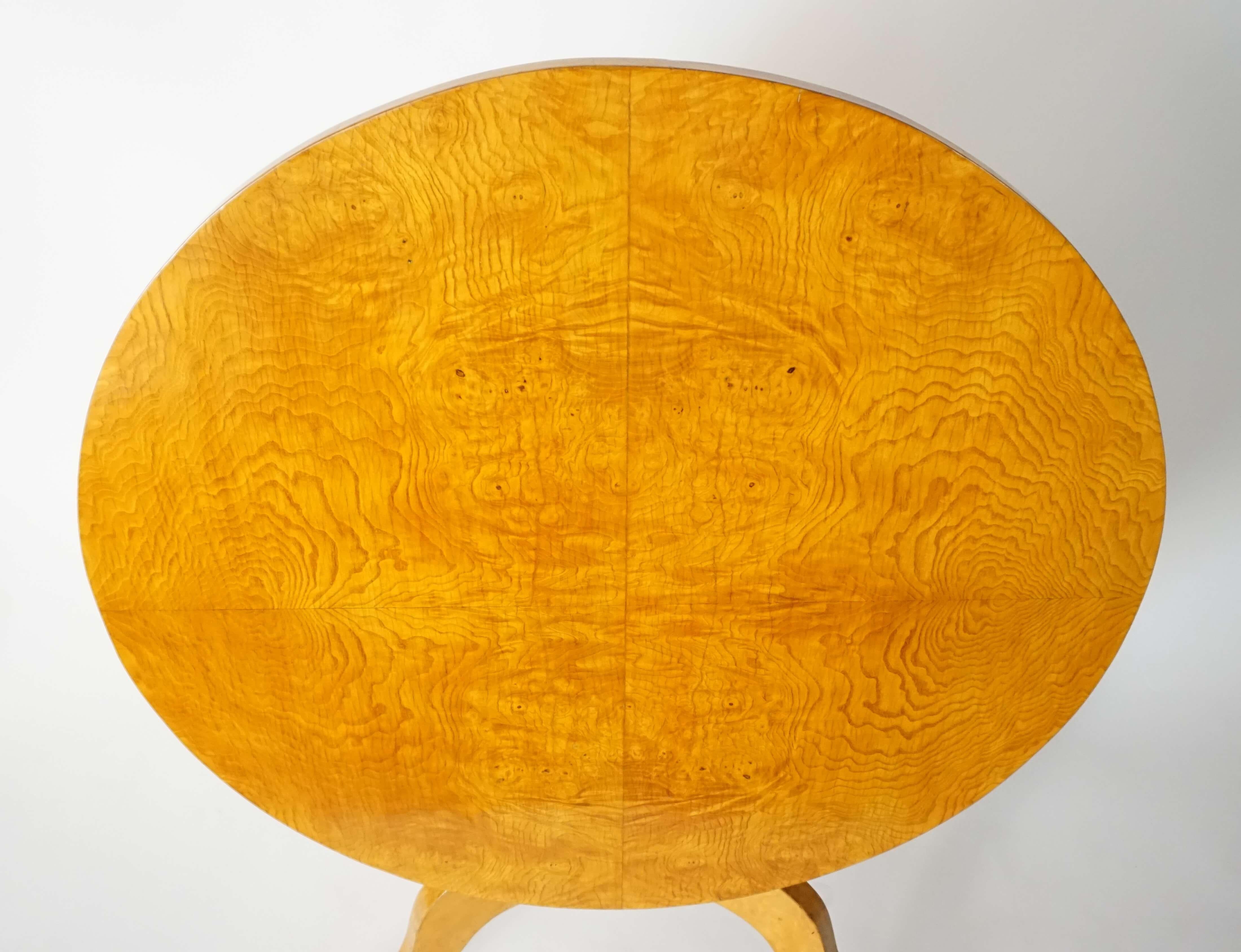 Swedish Karl Johan Style Burled Birch Root Round Tilt-Top Table, circa 1920 In Good Condition In Kinderhook, NY
