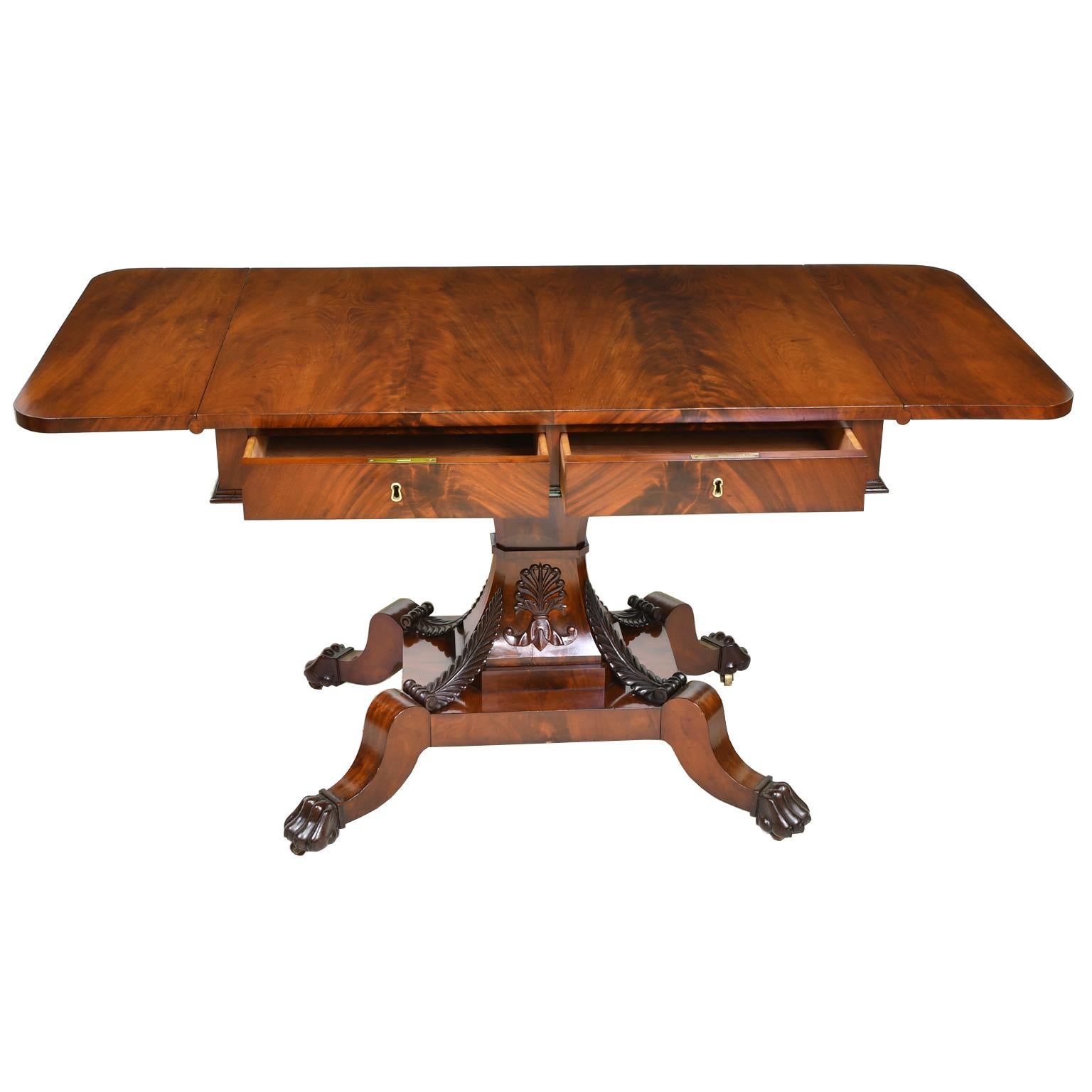 Swedish Karl Johan Salon/Sofa Table or Desk in West Indies Mahogany, c. 1825 In Good Condition For Sale In Miami, FL