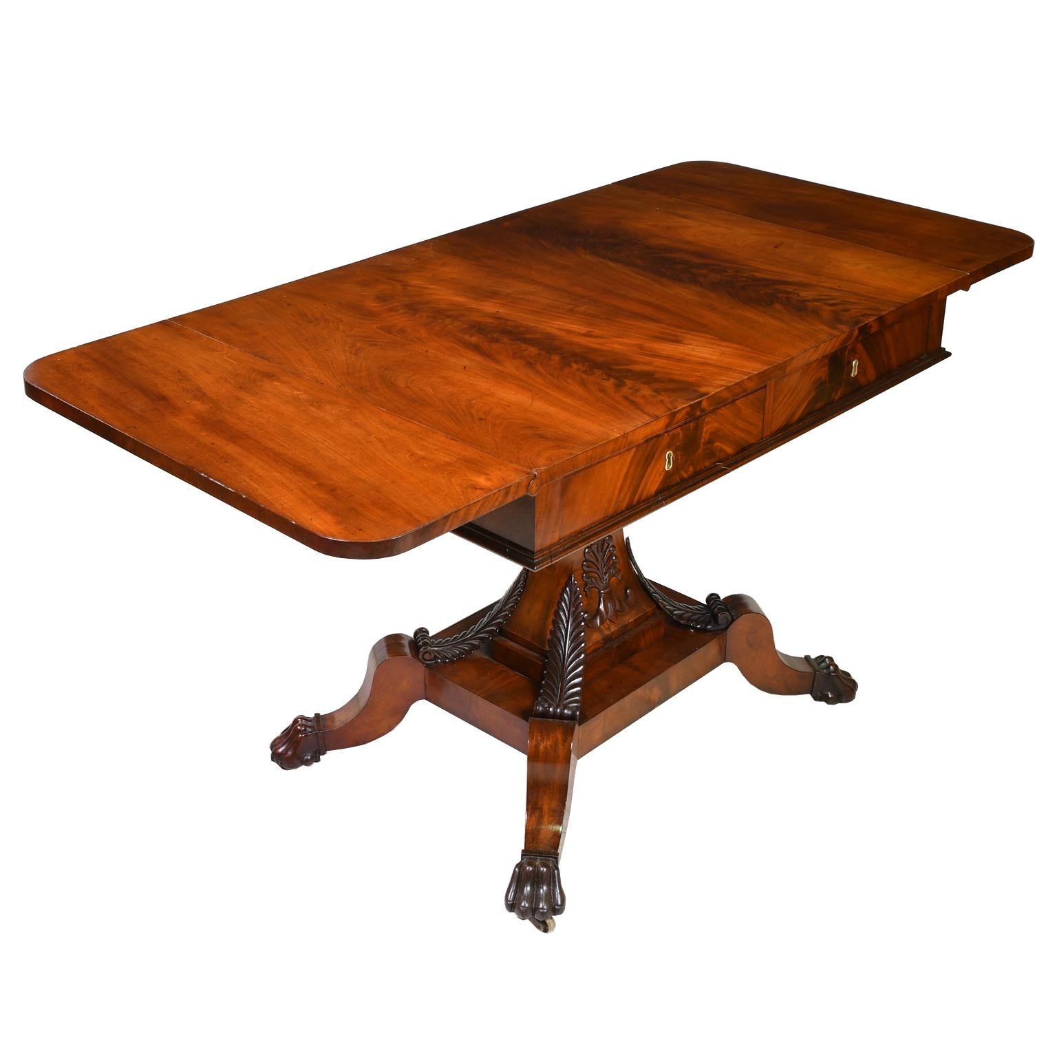 19th Century  Swedish Karl Johan Salon/Sofa Table or Desk in West Indies Mahogany, c. 1825 For Sale