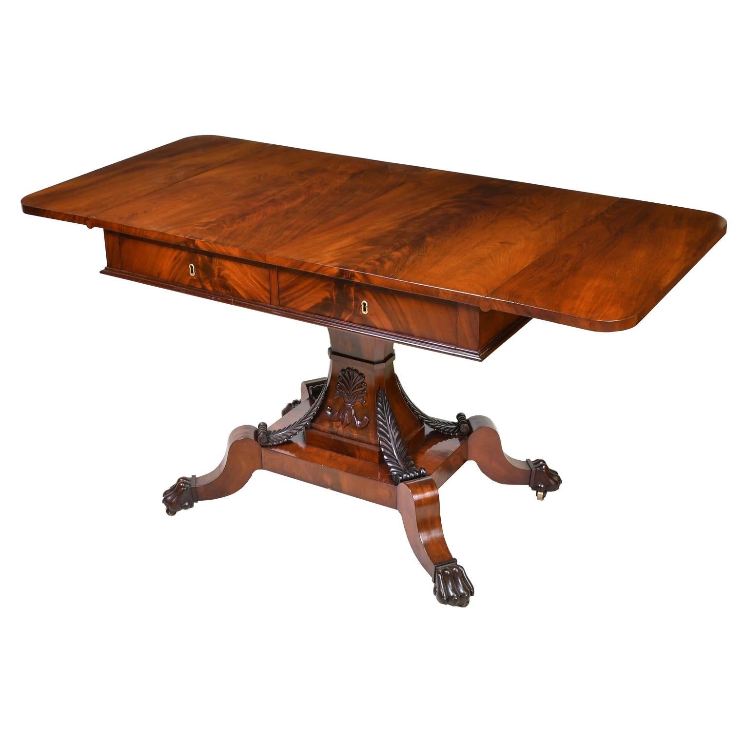  Swedish Karl Johan Salon/Sofa Table or Desk in West Indies Mahogany, c. 1825 For Sale 1
