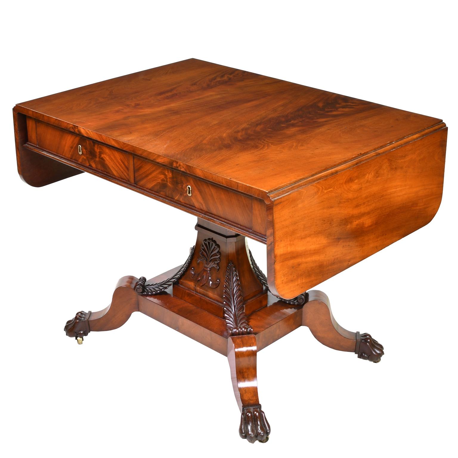  Swedish Karl Johan Salon/Sofa Table or Desk in West Indies Mahogany, c. 1825 For Sale 3