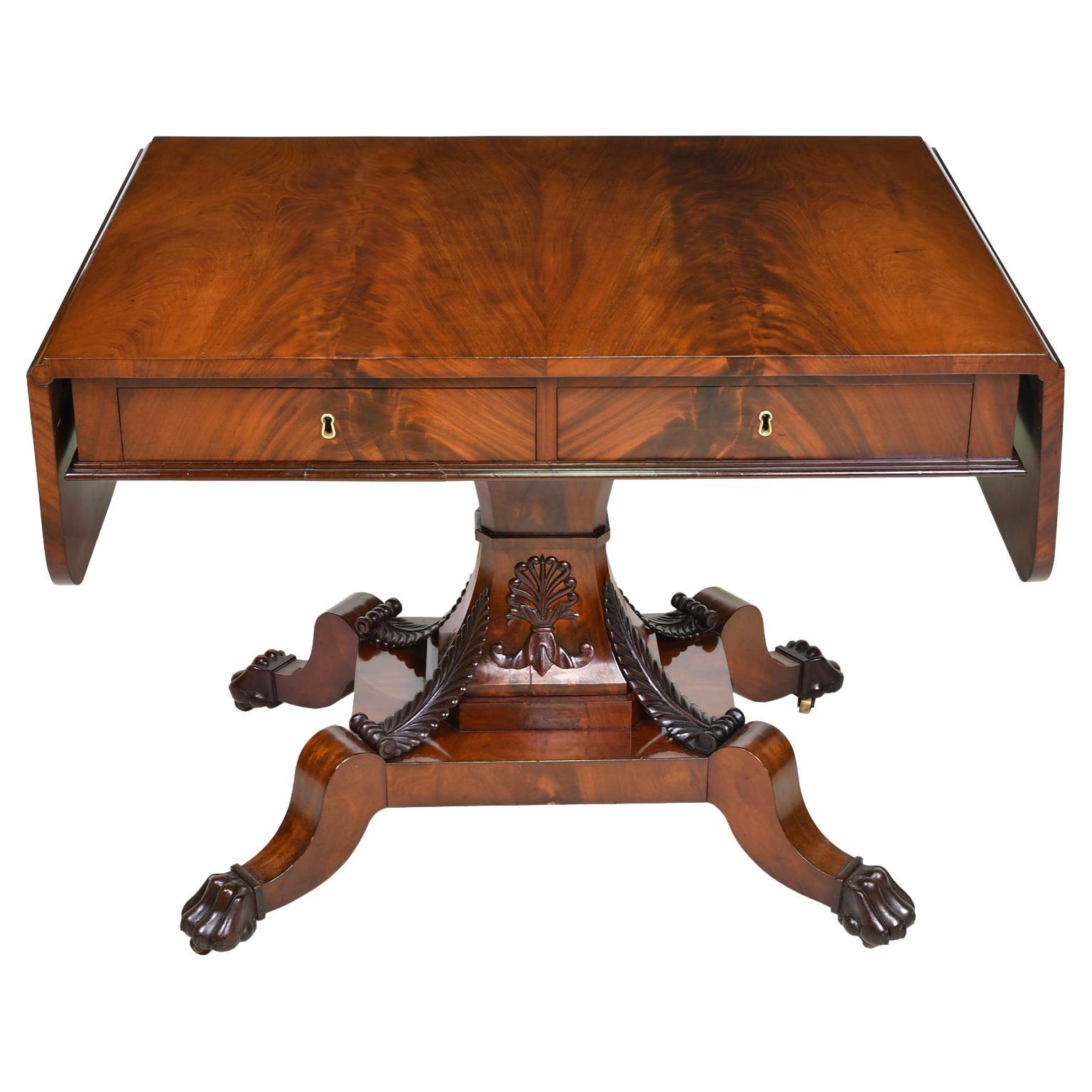  Swedish Karl Johan Salon/Sofa Table or Desk in West Indies Mahogany, c. 1825