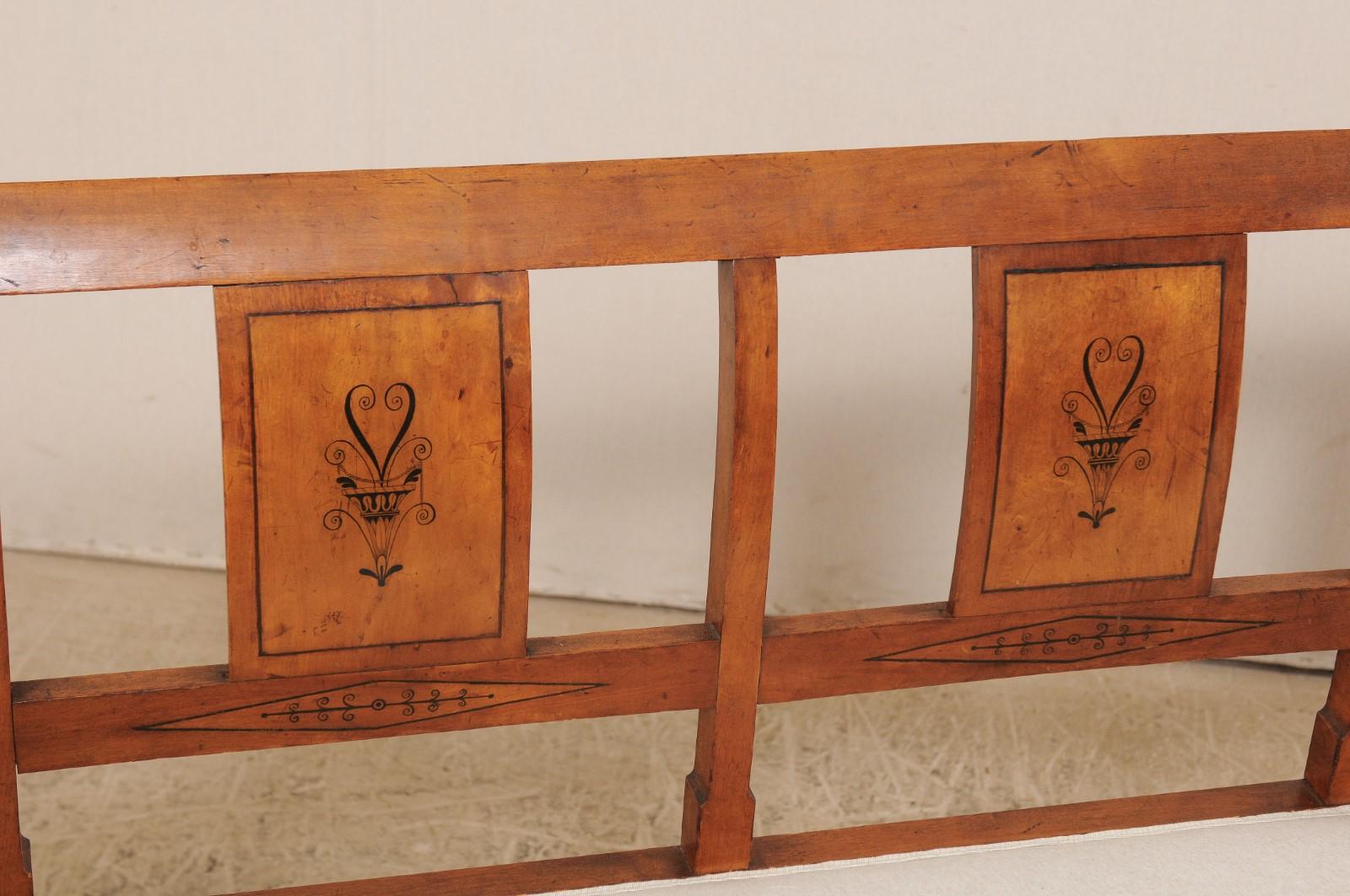 Carved Swedish Karl Johan Style Sofa Bench from the Mid-19th Century