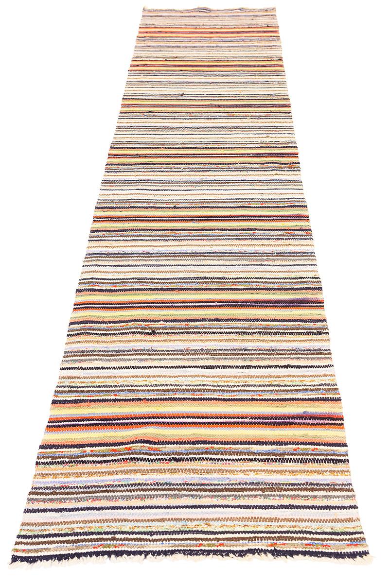 This is a Swedish Flat-Weave Rug bursting with color and personality. This rug is a vibrant expression of artistry and adds an energetic touch to your living space. What sets this Swedish Flat-Weave Rug apart is its captivating use of color. A