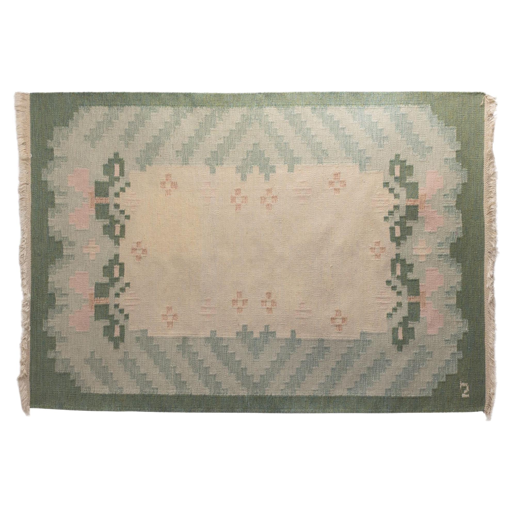 Schwedischer Kelim Signiert IJ