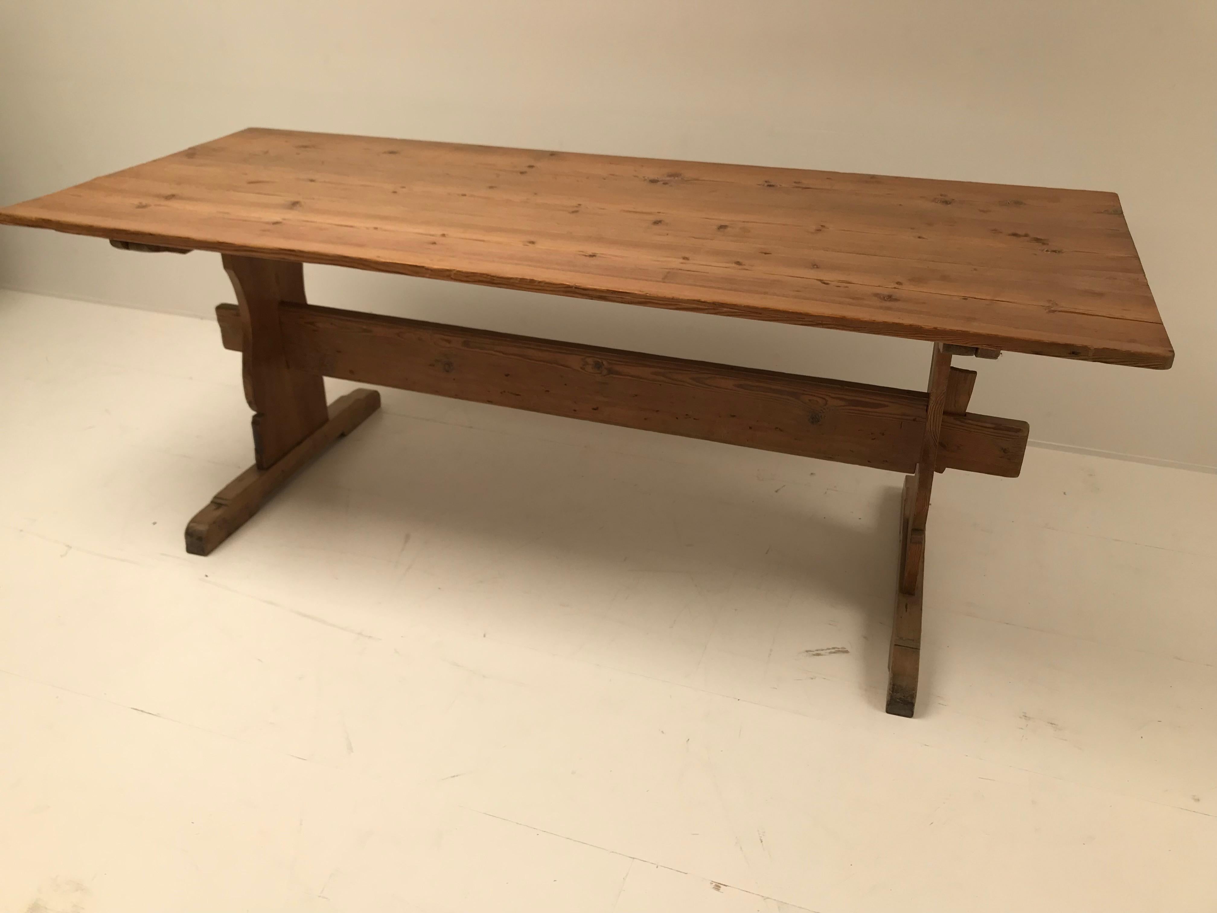 Swedish rectangular kitchen table with nice patina.