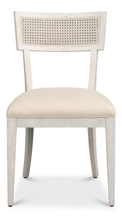 Swedish Klismos Cane Back Dining Chairs in White, Sets of 2
