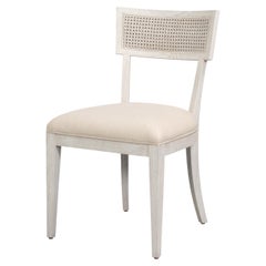 Swedish Klismos Cane Back Dining Chairs in White, Sets of 2