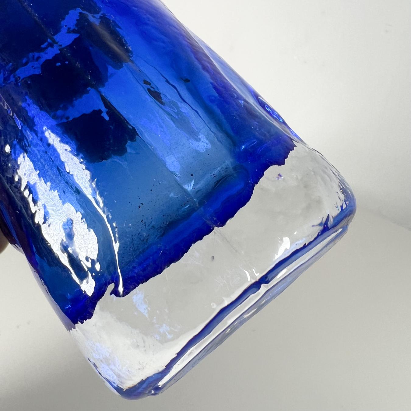 Swedish Kosta Art Glass Modern Organic Blue Vase Water Droplets 4