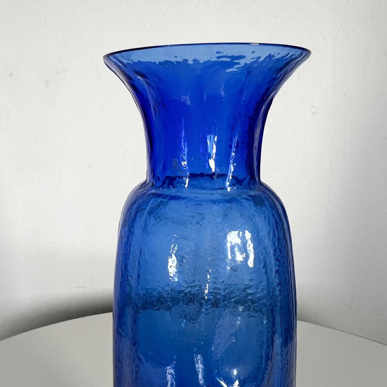 Swedish Kosta Art Glass Modern Organic Blue Vase Water Droplets For