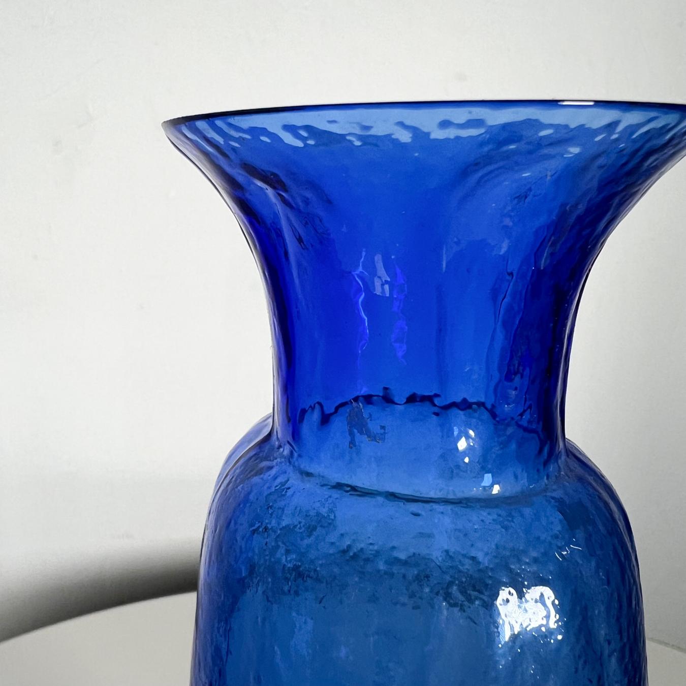 Mid-Century Modern Swedish Kosta Art Glass Modern Organic Blue Vase Water Droplets