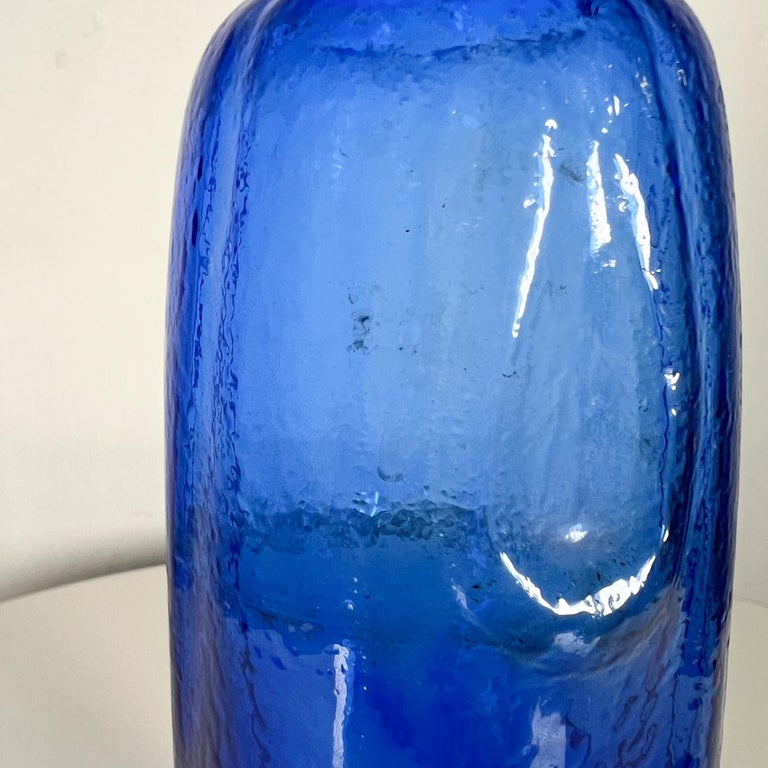 Swedish Kosta Art Glass Modern Organic Blue Vase Water Droplets For