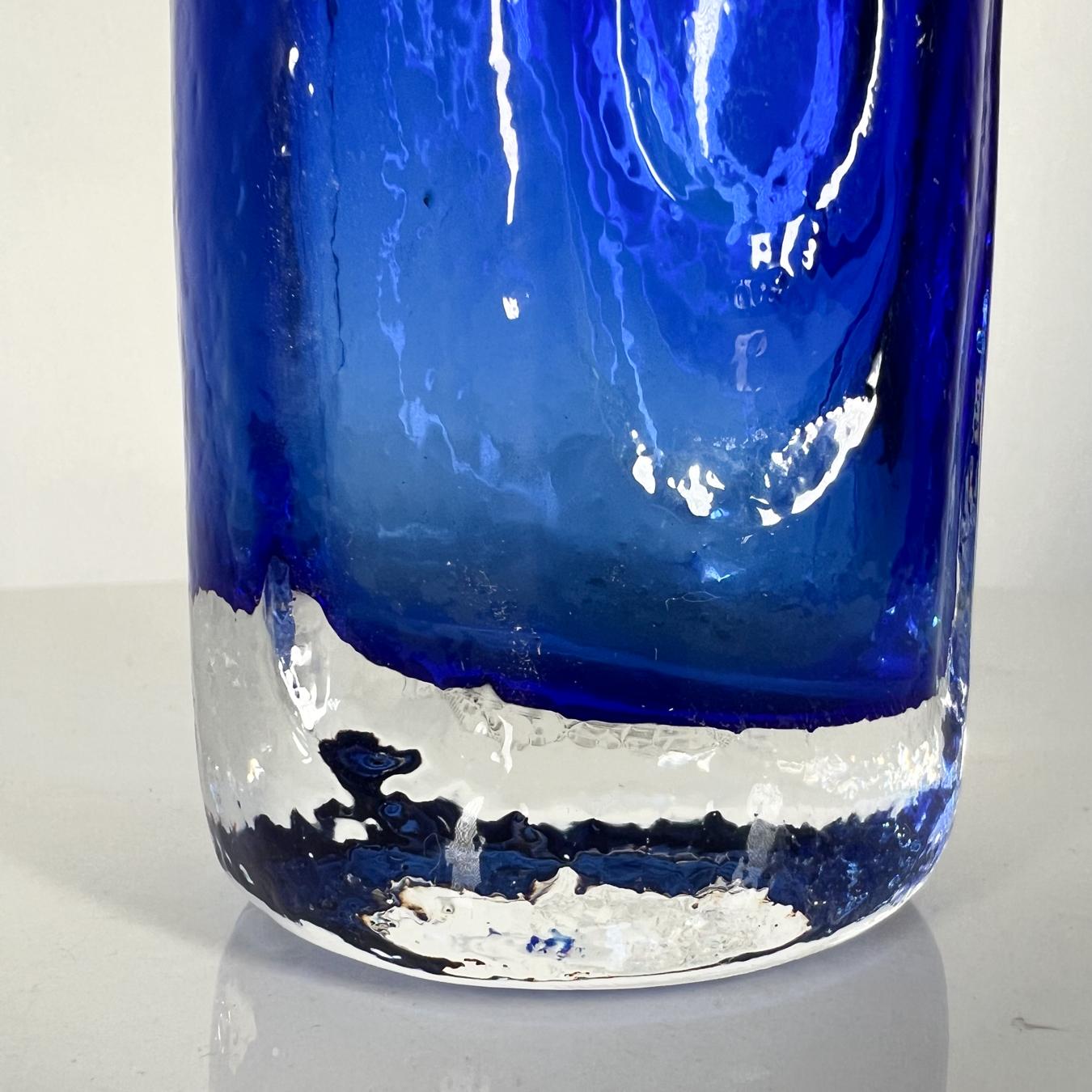 Late 20th Century Swedish Kosta Art Glass Modern Organic Blue Vase Water Droplets