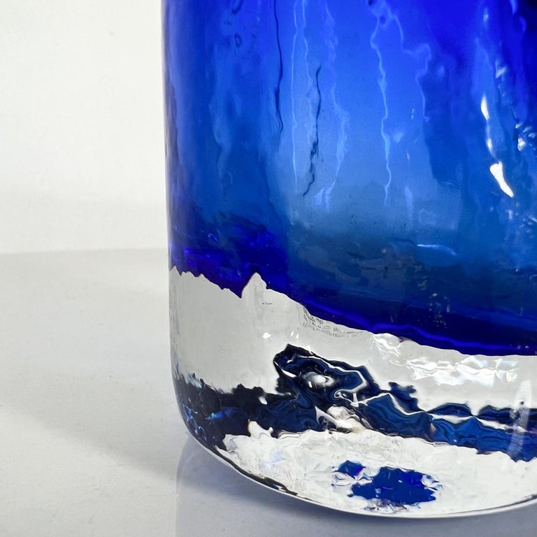 Swedish Kosta Art Glass Modern Organic Blue Vase Water Droplets For