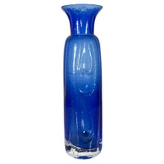 Swedish Kosta Art Glass Modern Organic Blue Vase Water Droplets