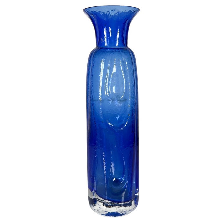 Swedish Kosta Art Glass Modern Organic Blue Vase Water Droplets For Sale at 1stDibs