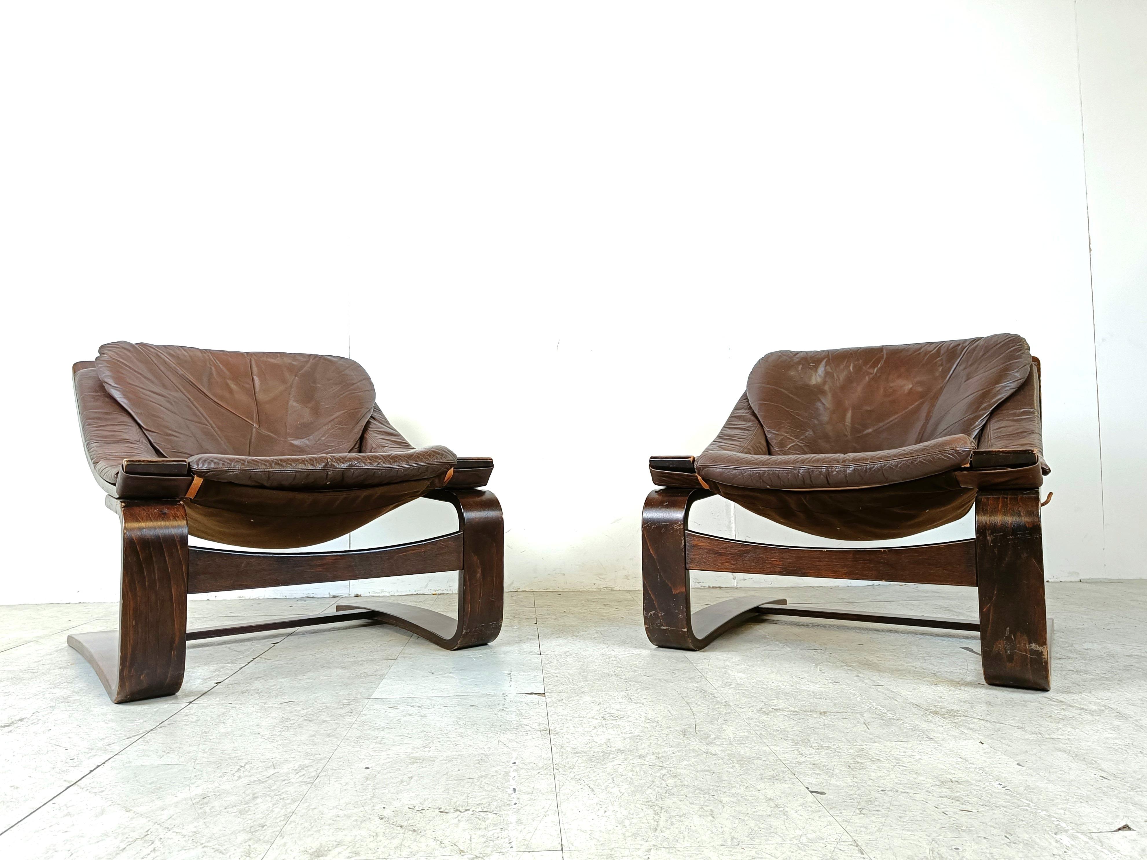 Swedish Kroken Armchairs by Ake Fribyter for Nelo Möbel, 1970s, set of 2 In Good Condition For Sale In HEVERLEE, BE