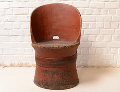 Swedish Kubbstol Dated Circa 1700 Red Painted Folk Art Peasant Seating