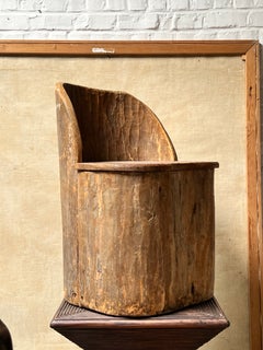 Swedish Kubbstol Dated circa 1800 Folk Art Peasant Seating Hand Carved