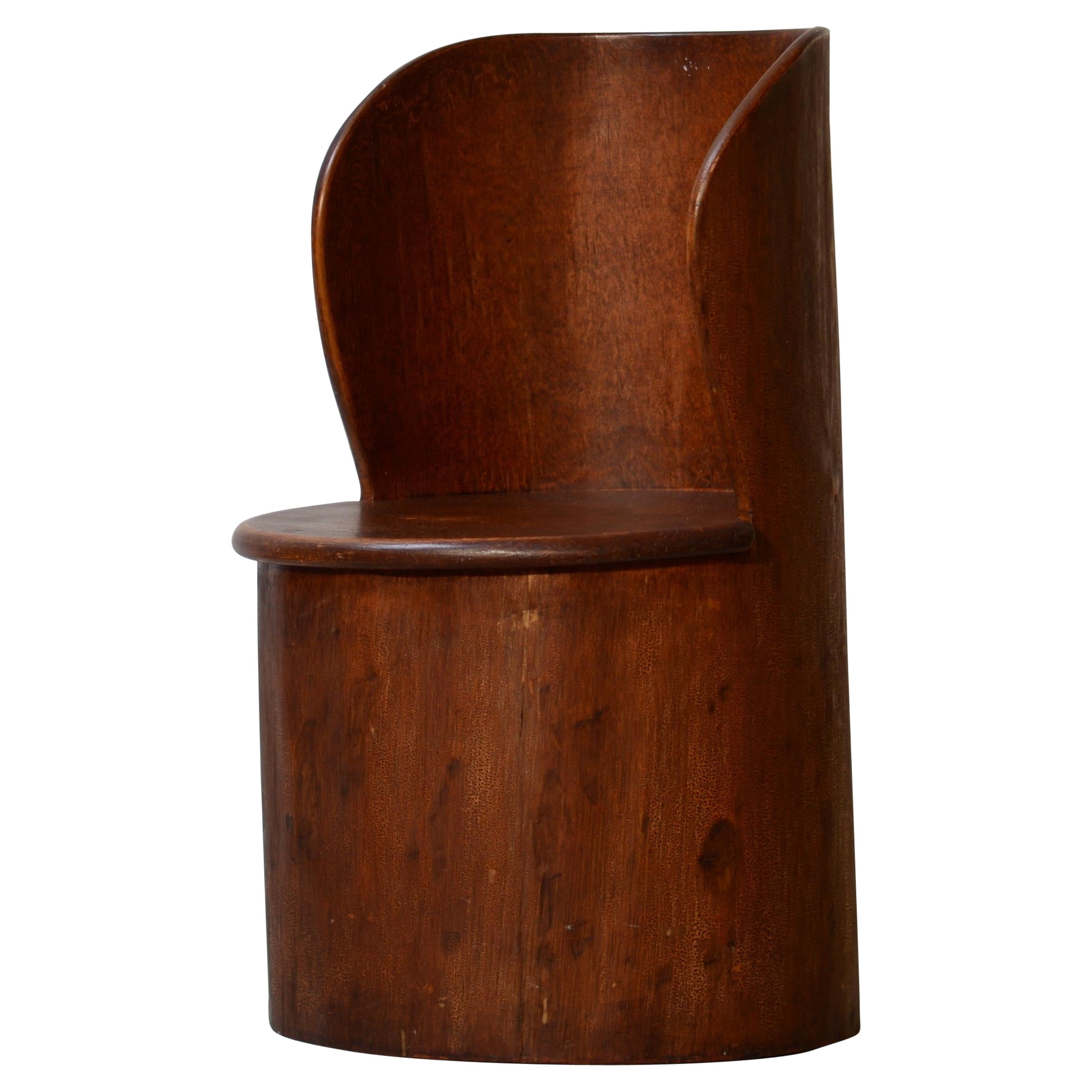 Swedish Kubbstol Dated circa 1890 Craquelé Effect Folk Art Peasant Seating
