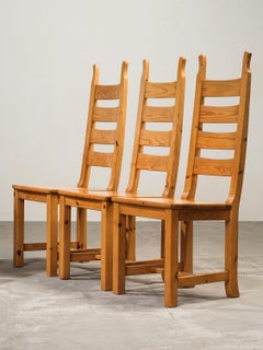 Swedish Ladder Back Dining Chairs in Solid Pine, 1970s, Set of 6