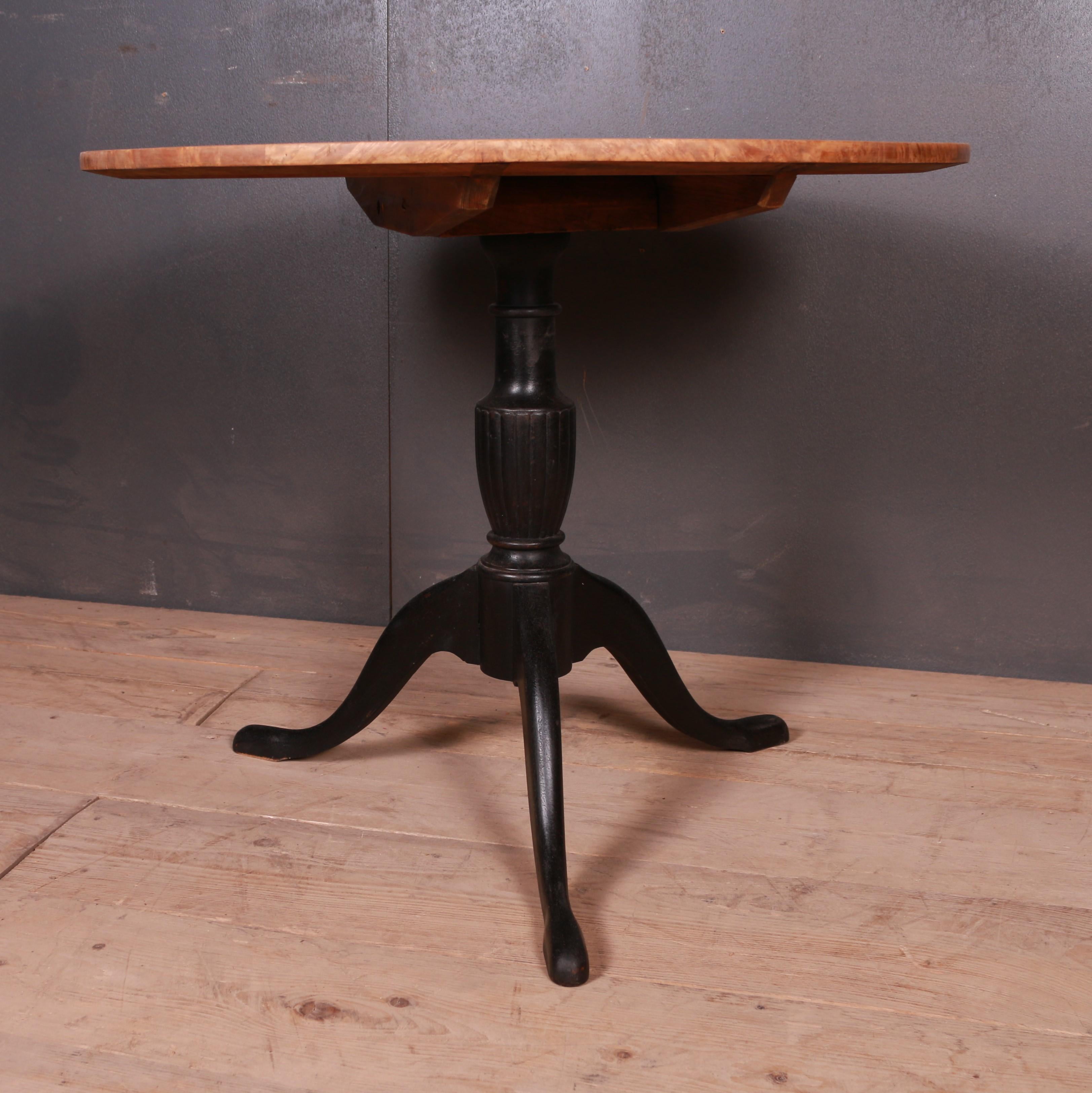 19th century Swedish tripod lamp table with a walnut veneer top, 1890

Dimensions:
26 inches (66 cms) high
31.5 inches (80 cms) diameter.

  