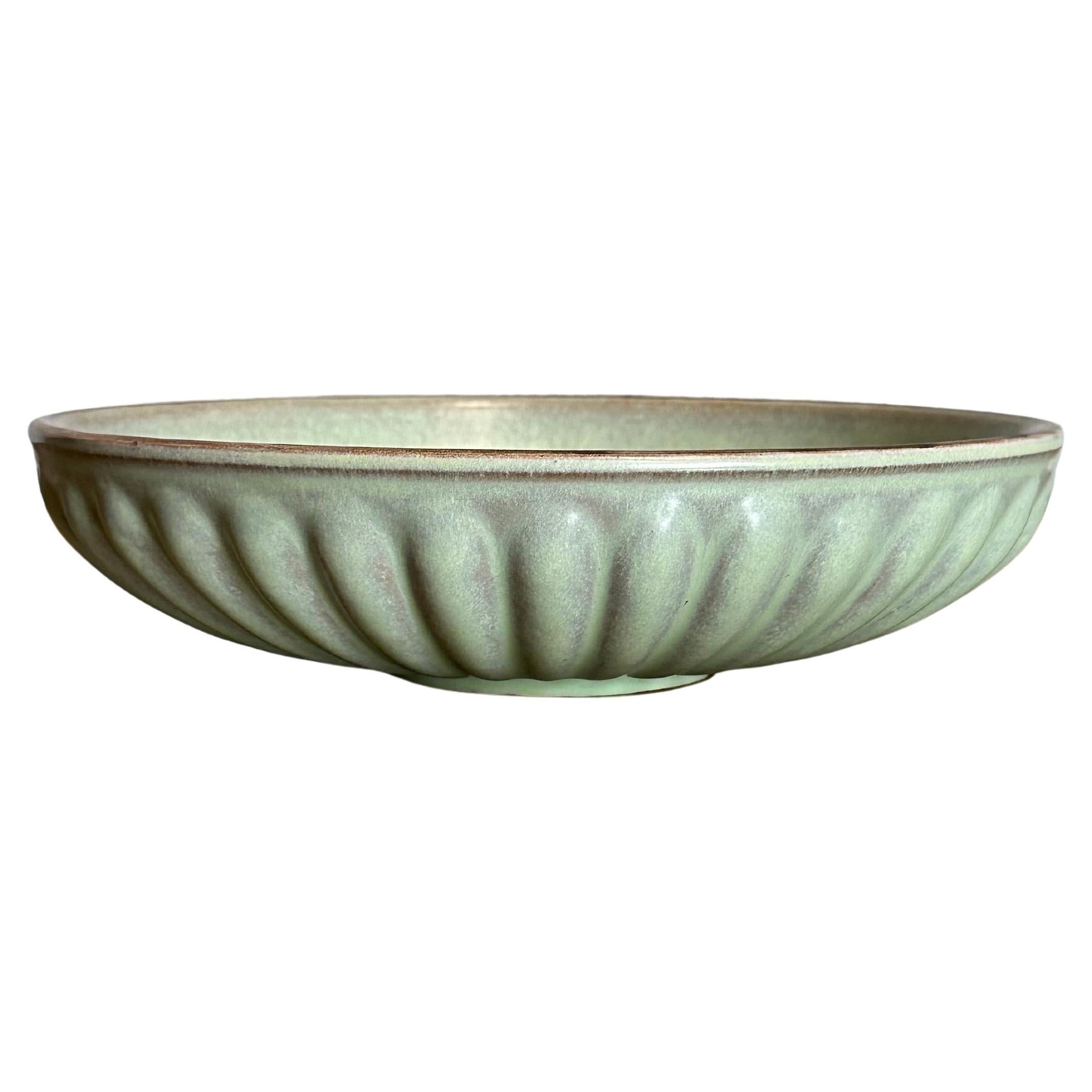 Swedish Large Ceramic Low Bowl Attributed to Harald Östergren for Upsala Ekeby