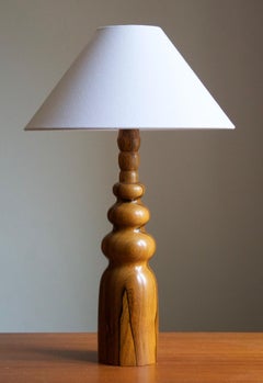 Swedish, Large Organic Table Lamp, Solid Masur Birch, Sweden, 1960s