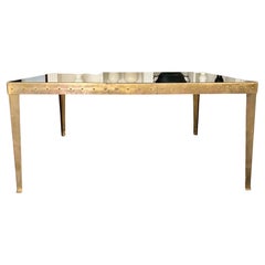Swedish Large Square RIvetted Metal Gilded Coffee Table circa 1970