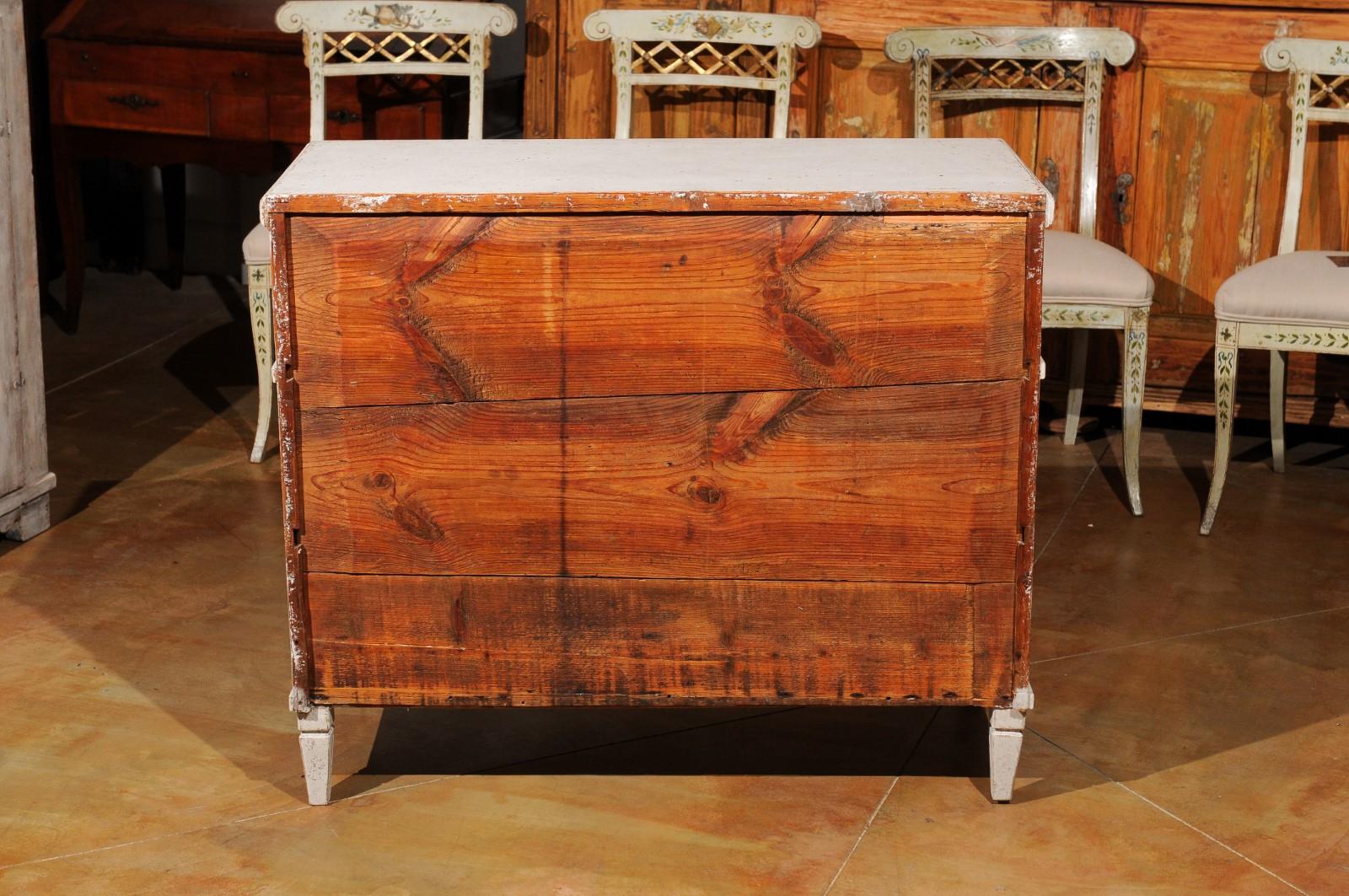 Swedish Late 18th Century Gustavian Painted Three-Drawer Chest with Guilloches 2