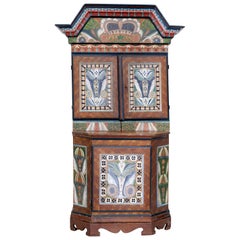 Antique Swedish Late 18th Century Hand Painted Folk Art Cupboard