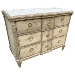 Antique Swedish Late 19th Century Faux Marble-Top Gustavian Style Chest of Drawers