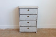 Swedish Late 19th Century Light Grey Painted Bedside Chest with Four Drawers