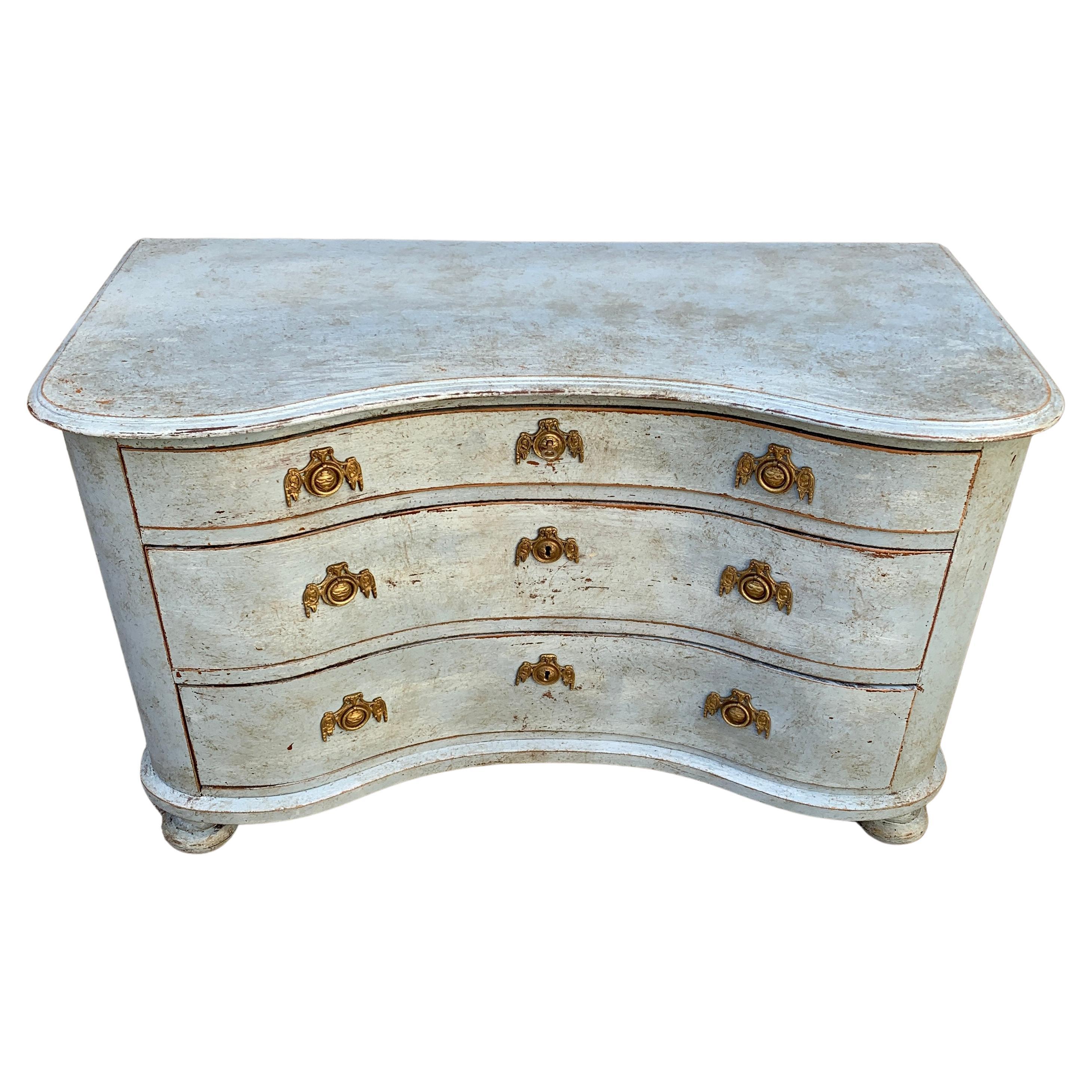Hand-Painted Swedish Late 19th Gustavian Style 3 Drawer Dresser