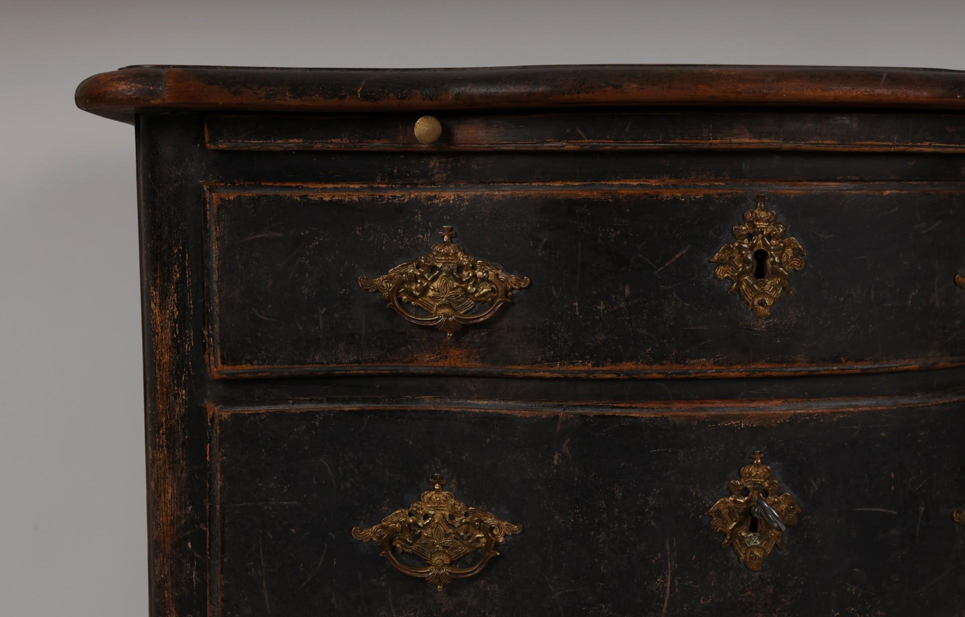 Painted Swedish Late Baroque Bureau