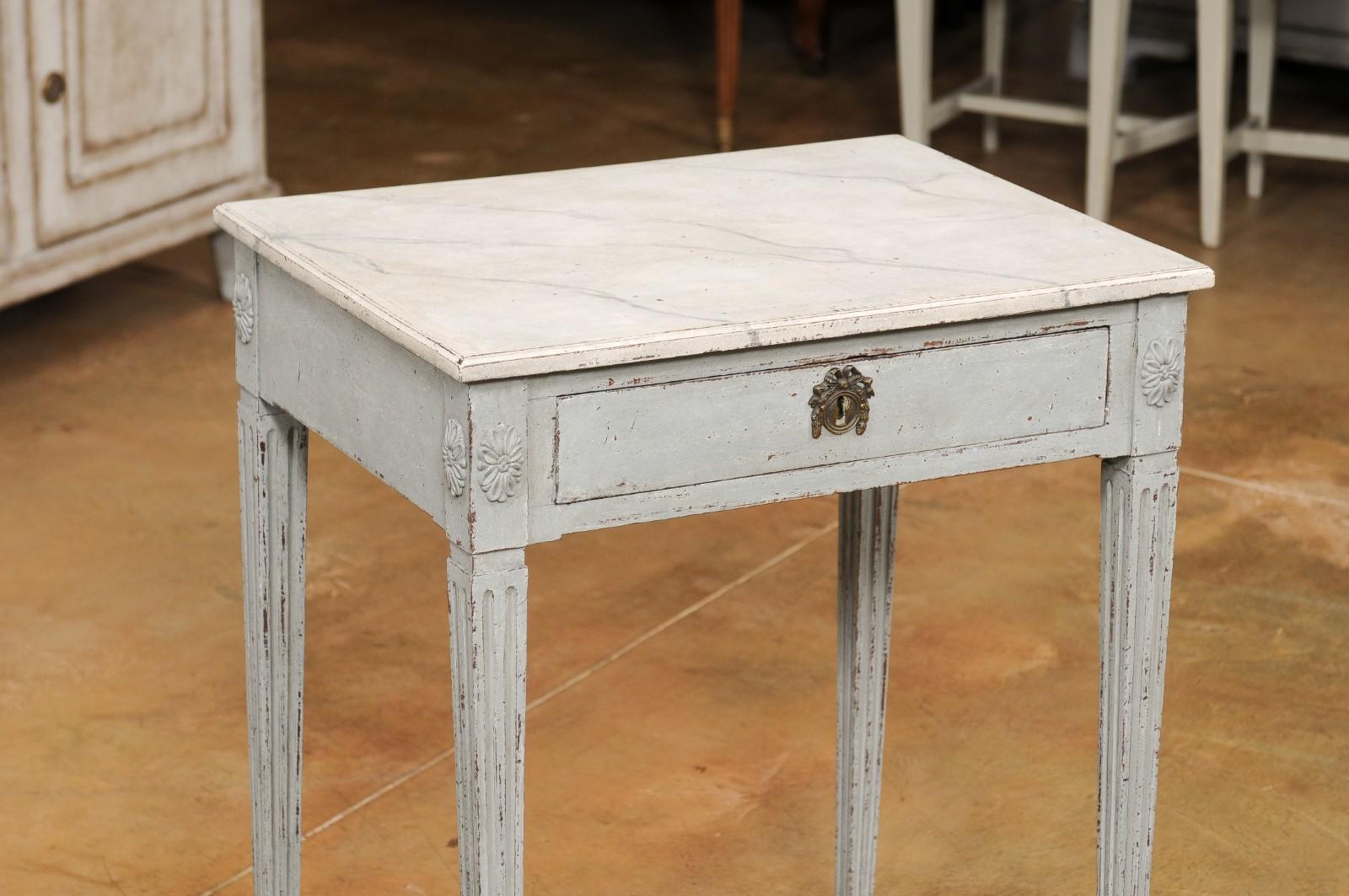 Swedish Late Gustavian 1820s Painted Wood Console Table with Single Drawer 5